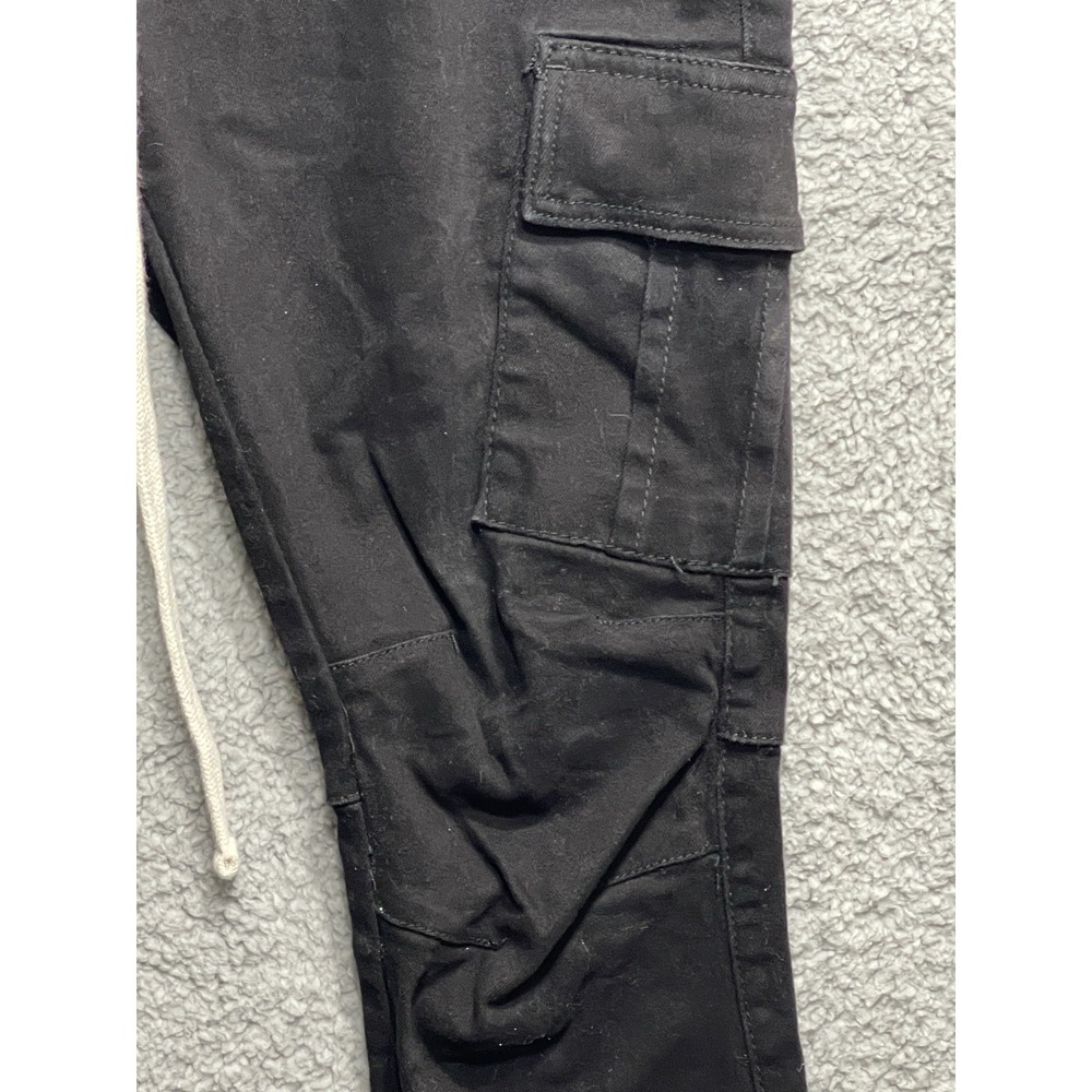 MNML Streetwear Cargo Jogger Pants Black Size L Drawstring Zip Ankle Pockets - Picture 9 of 12